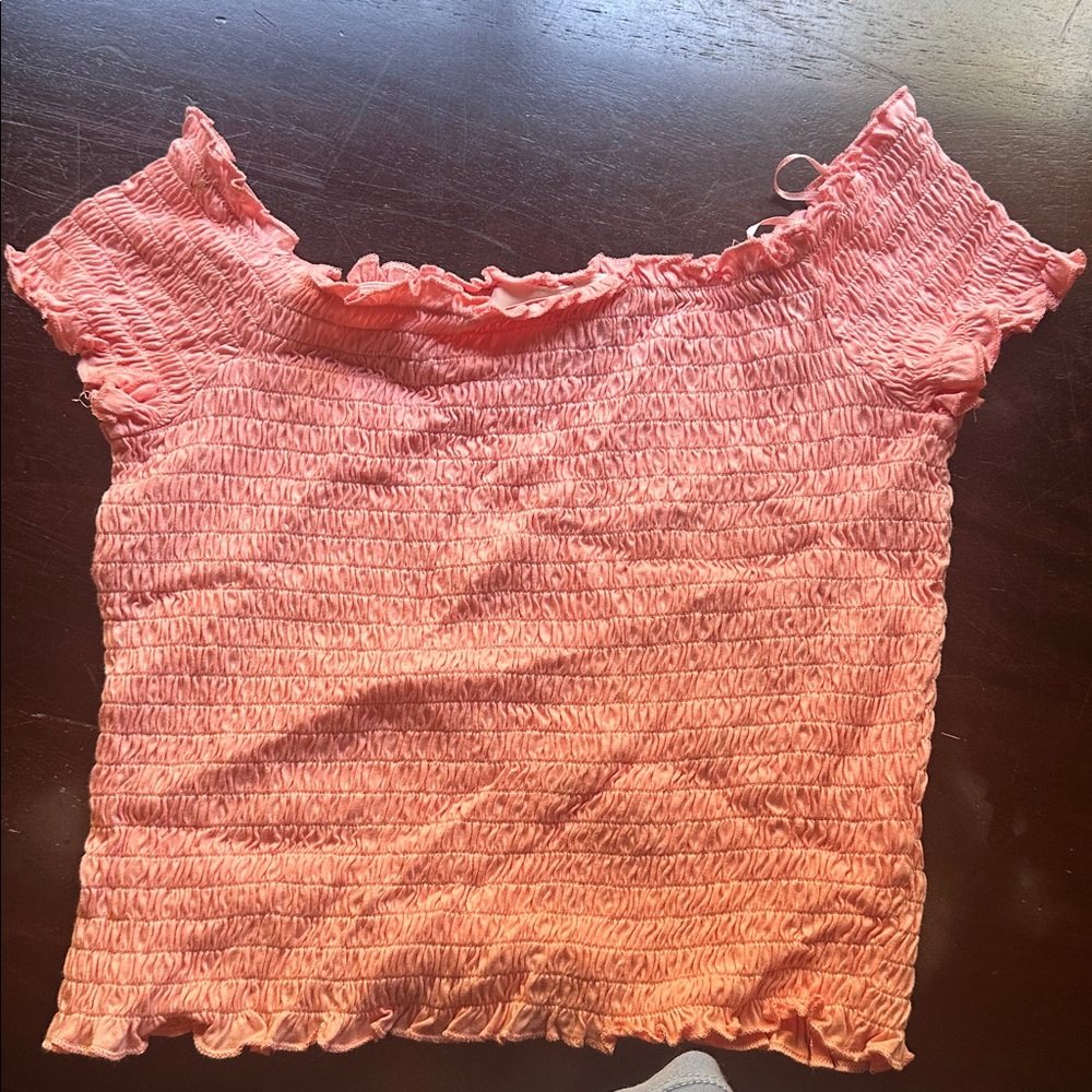 Pink Smocked Off-Shoulder Top